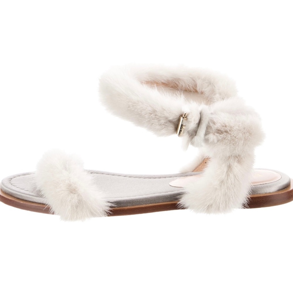 Valentino fur gladiator sandals